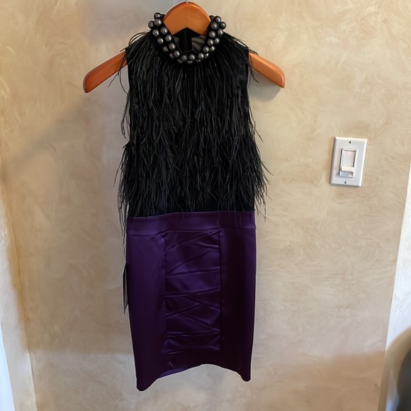 Brand new Bebe silk/real feather dress size XS - Picture 13 of 14